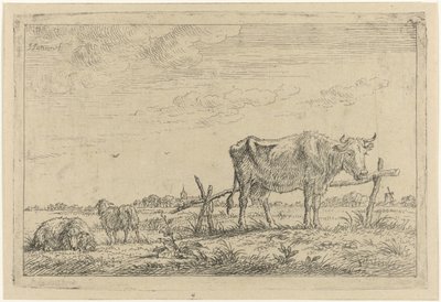 Pasture with Cow and Sheep by Johannes Janson