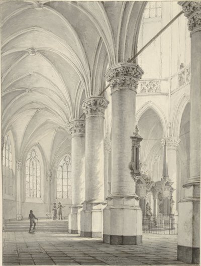 Interior of the Nieuwe Kerk in Delft by Johannes Jelgerhuis