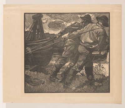 Workers with Ropes on the Shore by Johannes Josephus Aarts