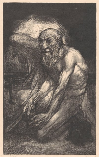 Seated Bearded Man with Wings by Johannes Josephus Aarts