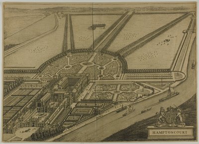 Hampton Court, plate six from Britannia Illustrata by Johannes Kip