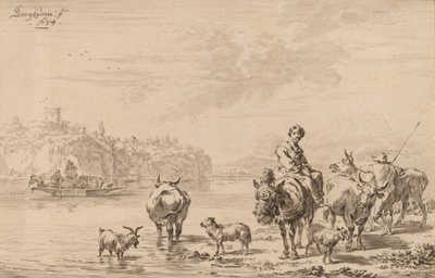 Woman Seated on a Mule by Johannes Kornlein