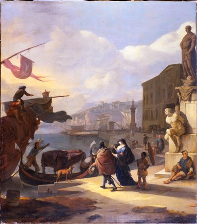 A Capriccio of a Mediterranean Port by Johannes Lingelbach