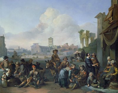 A View in Rome by Johannes Lingelbach