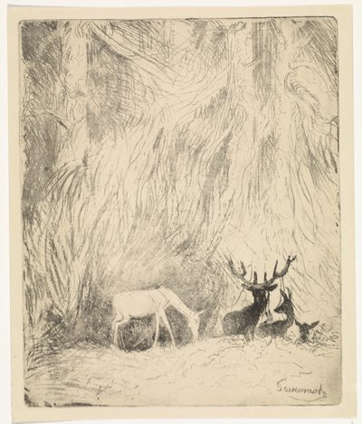 Deer in a Bohemian Forest by Johannes Tavenraat