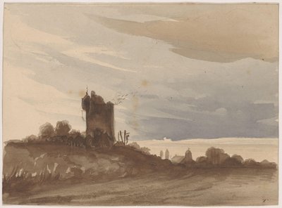 Landscape with Ruined Tower by Johannes Tavenraat