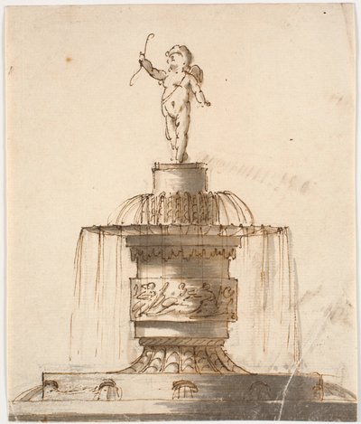 Fountain with Amor Figure by Johannes Wiedewelt