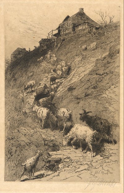 Untitled Landscape with Goats by John Austin Sands Monks