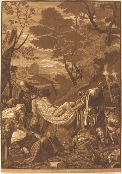 The Entombment by John Baptist Jackson after Jacopo Bassano
