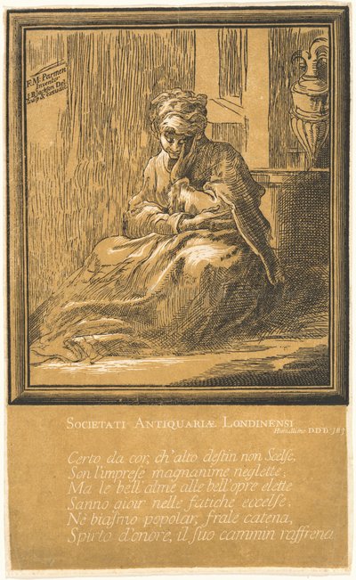 Woman Meditating by John Baptist Jackson, after Parmigianino