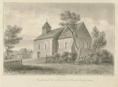Coppenhall Church: sepia drawing by John Buckler