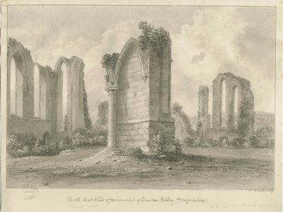 Croxden Abbey: Sepia Drawing by John Buckler