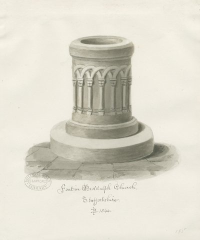 Font at Biddulph by John Buckler