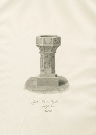 Font in Alrewas Church by John Buckler