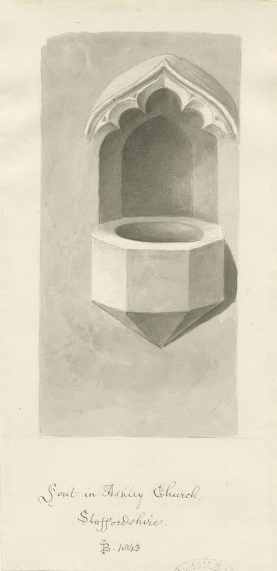 Font in Ashley Church by John Buckler
