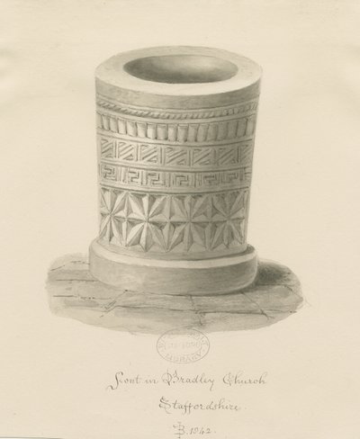 Font in Bradley Church by John Buckler