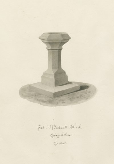Font in Bucknall Church by John Buckler