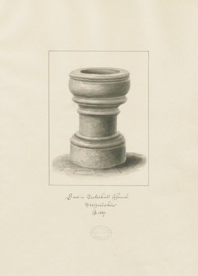 Font in Eccleshall Church by John Buckler
