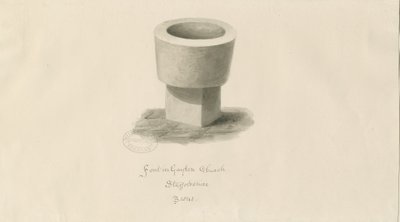 Font in Gayton Church by John Buckler