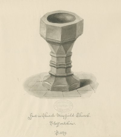 Font in Mayfield Church by John Buckler