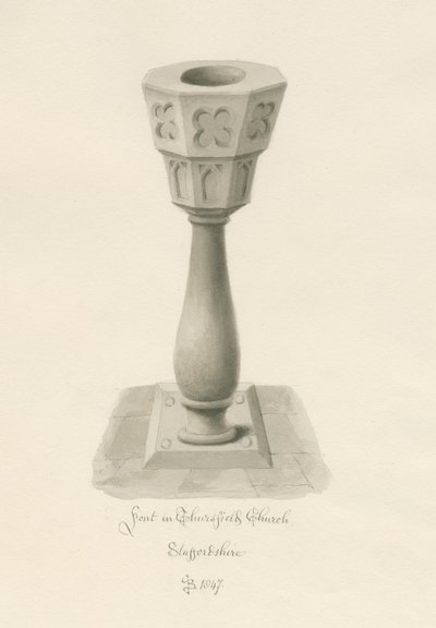 Font in Thursfield Chapel by John Buckler