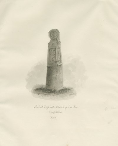 Ancient Cross, Ilam Church by John Buckler