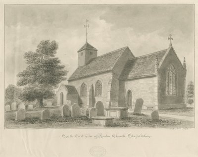 Ranton Church: sepia drawing, 1842 by John Buckler