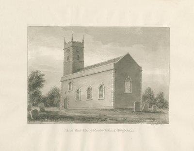 Warslow Church: sepia drawing by John Buckler