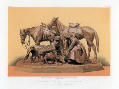 Hunting Group in Bronze, 19th Century by John Burley Waring
