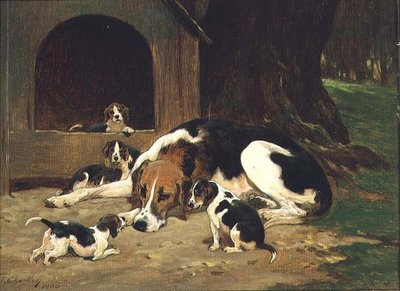 A Foxhound Bitch with Her Litter by John Charlton