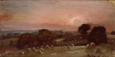 A Hayfield near East Bergholt at Sunset by John Constable