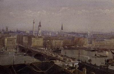London Bridge Showing the Monument by John Crowther