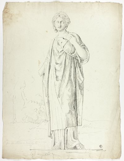 Antique Statue of Standing Draped Woman by John Downman