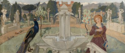 Peacocks and Fountain by John Duncan