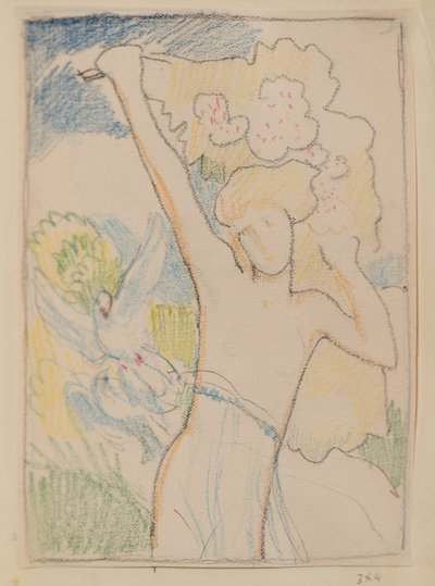 Untitled [Female figure and doves] by John Duncan