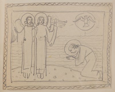 Untitled [Kneeling figure and two angels] by John Duncan