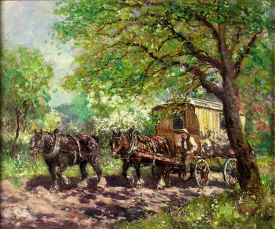 Two Horses and a Caravan by John Falconar Slater
