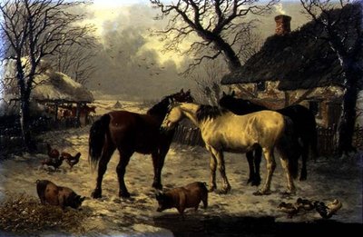 A Winter Farmyard Scene by John Frederick Herring Jnr