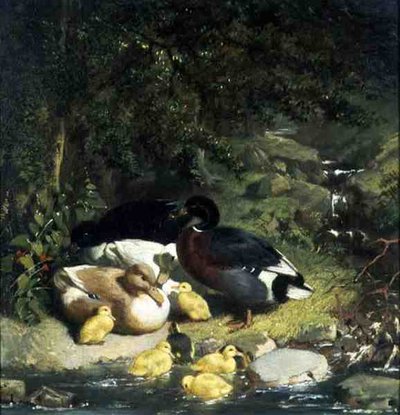 Ducks and Ducklings by John Frederick Herring Senior