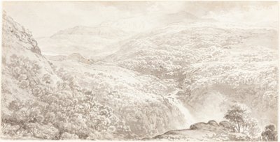 A Mountain Valley with a Waterfall by John Glover