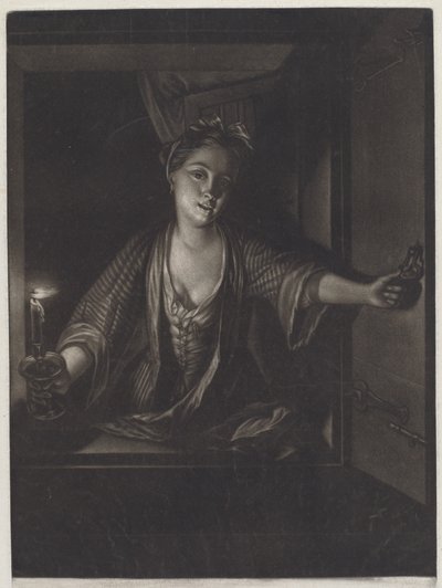 Girl with a Candle by John Greenwood after Nicolaas Verkolje