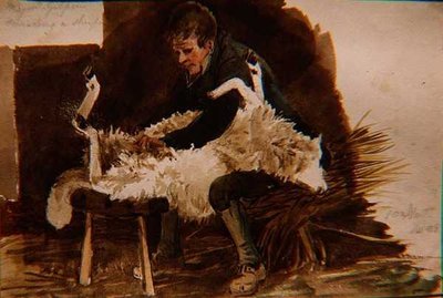 Major Gilpin Shearing a Sheep by John Harden