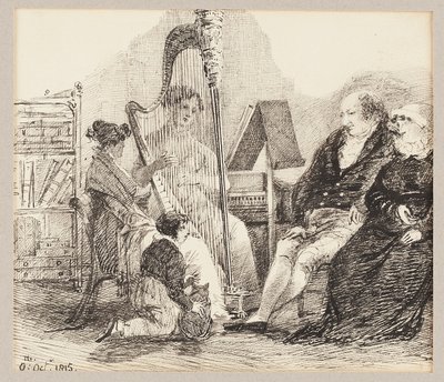 Playing Music on the Harp, 1815 by John Harden