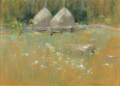 Haystacks at Edge of Woods by John Henry Twachtman
