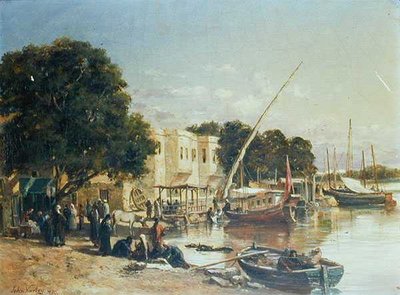 On the Mahmoudieh Canal, Alexandria by John Jnr. Varley