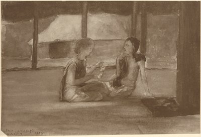 Girls in Samoan Hut by John La Farge