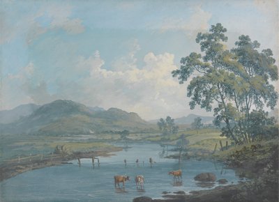 River Landscape with Cattle Watering by John Laporte