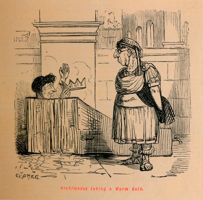 Archimedes Taking a Warm Bath (1852) by John Leech