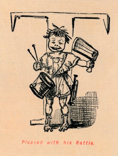 Pleased with His Rattle by John Leech