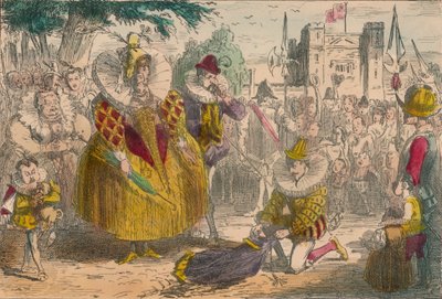 Queen Elizabeth and Sir Walter Raleigh, 1850 by John Leech